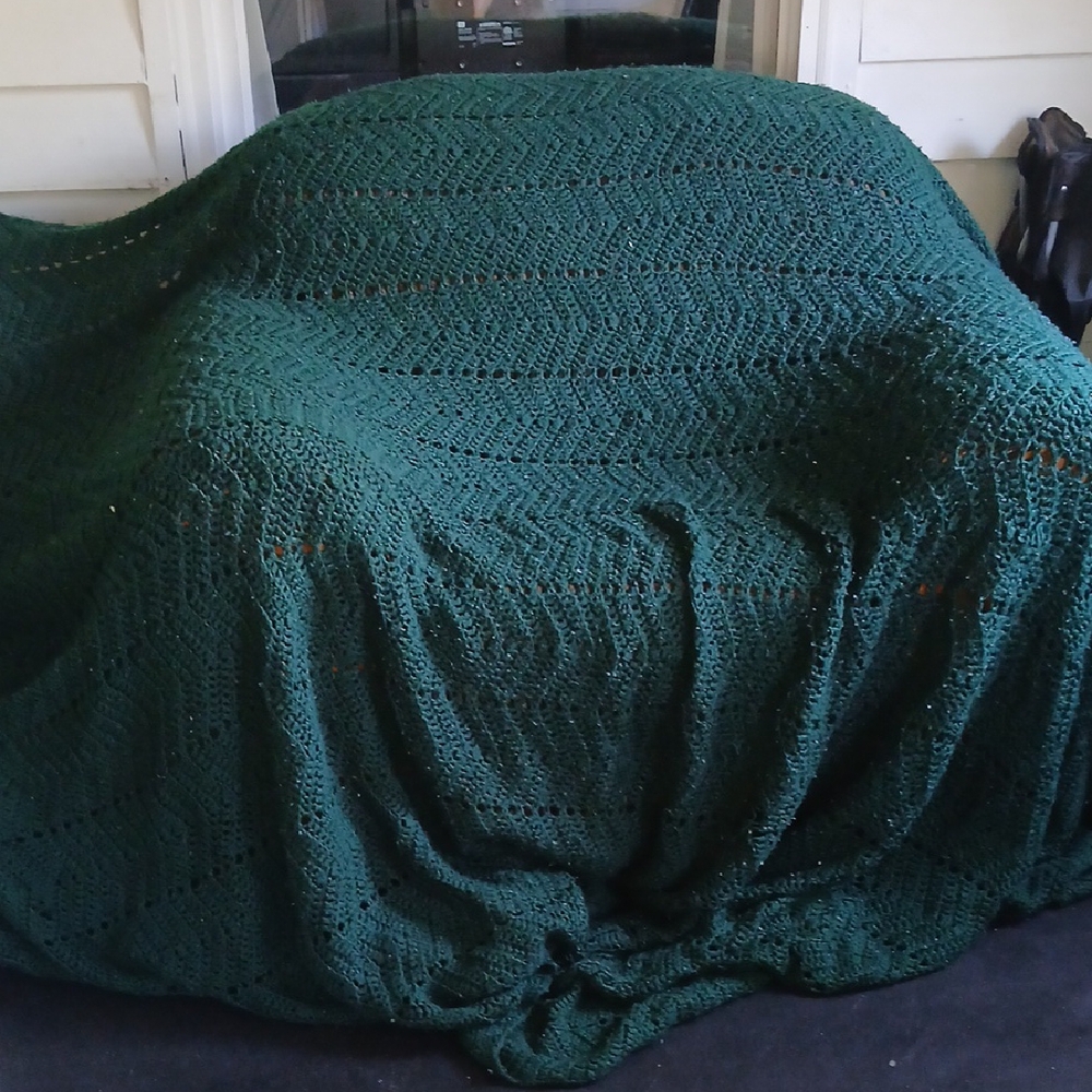 Handmade Green Crochet Blanket